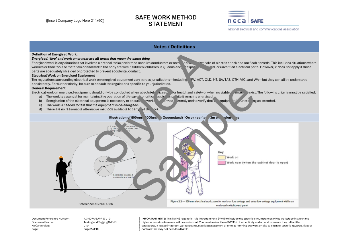 Testing and Tagging SWMS - NECA Safety Specialists