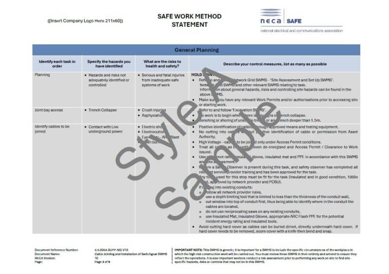 Electrical SWMS Bundle - NECA Safety Specialists