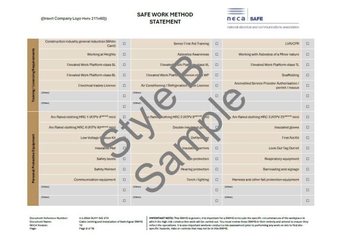 Electrical SWMS Bundle - NECA Safety Specialists