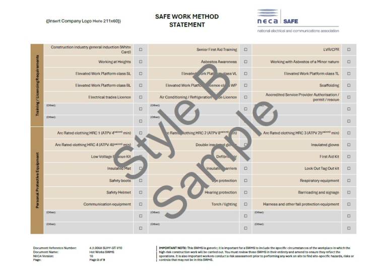 Hot Works SWMS - NECA Safety Specialists