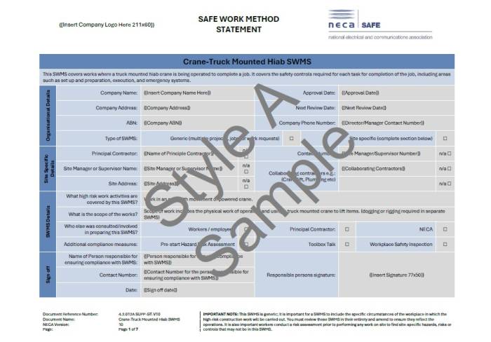 Swms Carne Crane-Truck Mounted Hiab SWMS - NECA Safety Specialists