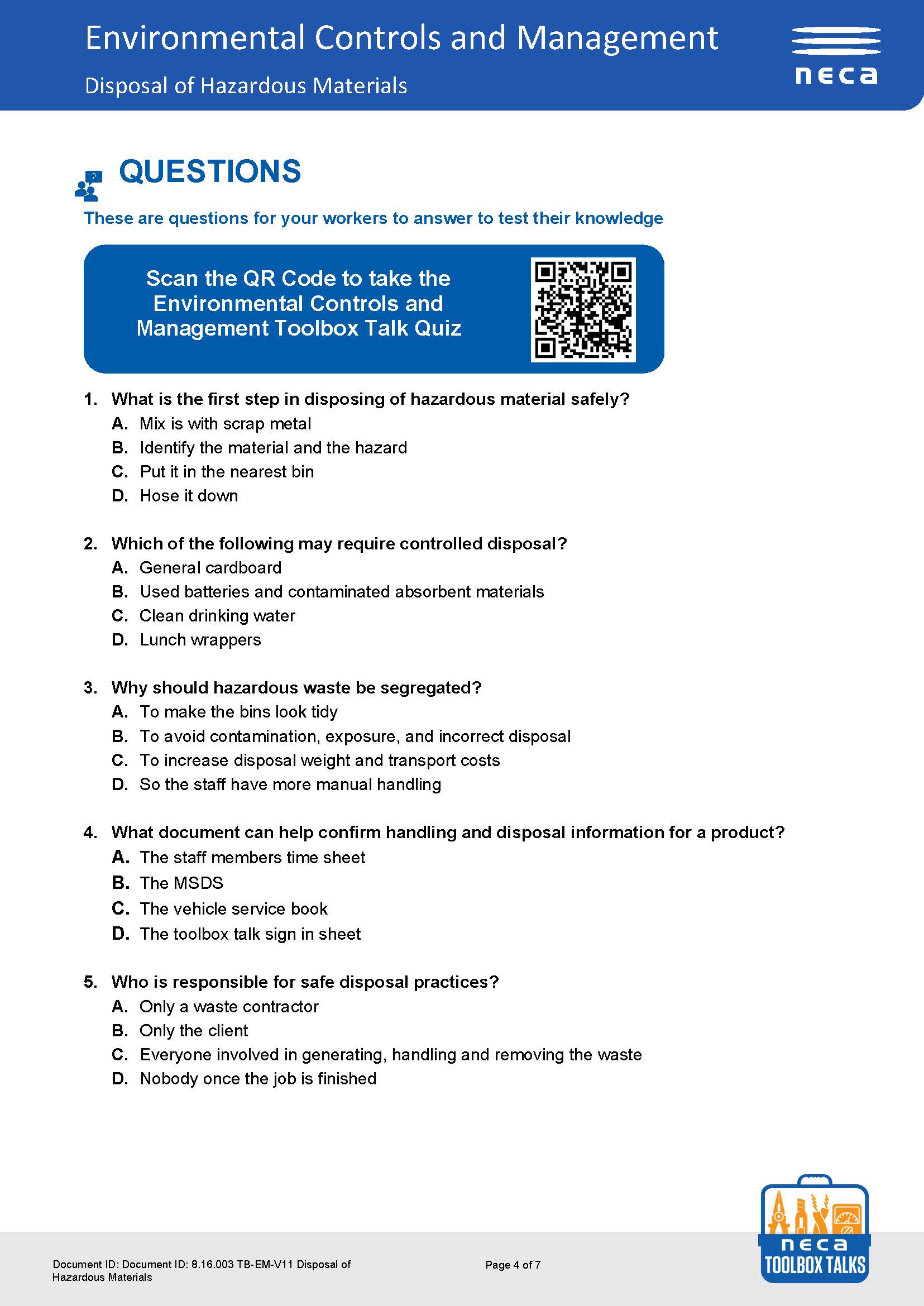 Environmental Controls and Management Toolbox Talks Pack | Electrical Industry Compliance Training (NECA Risk Focus) - Image 4